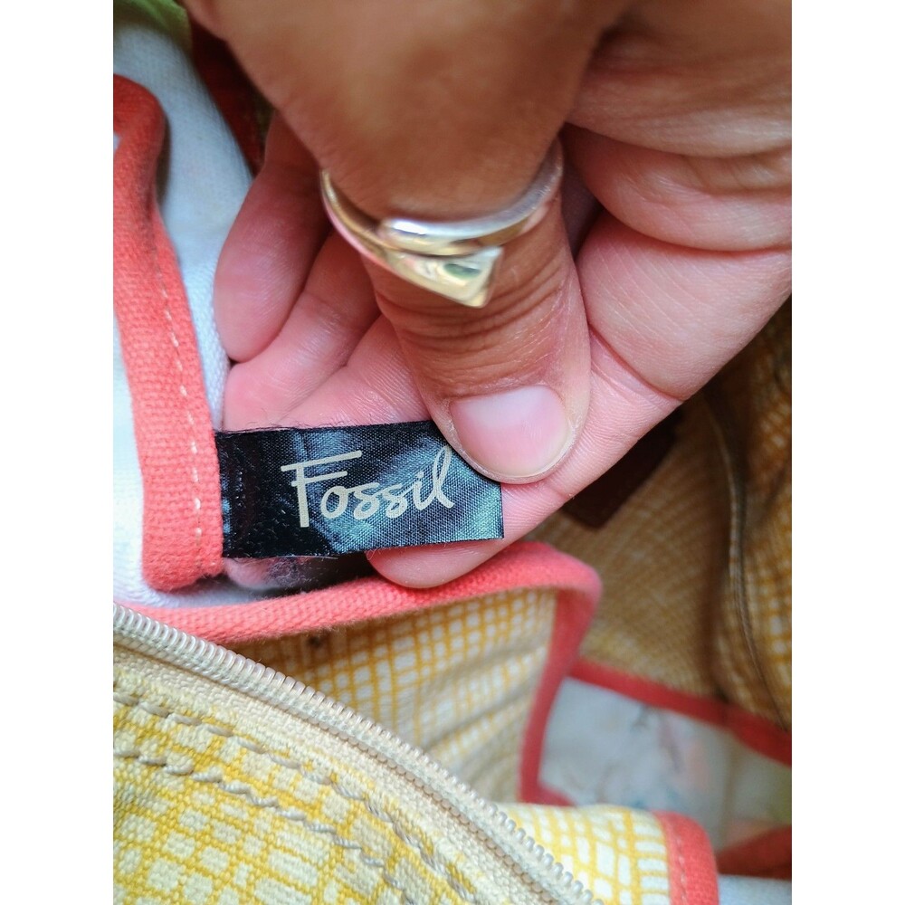 FOSSIL Key-Per Coated Canvas City Birds Artwork Bag Cross Body Boho Purse - Picture 8 of 9